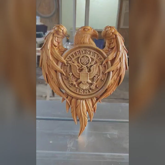 USA Army Eagle Wood Sculpture