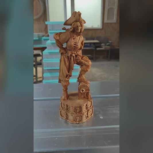 Bloody Mary, the Pirate Queen: Wood Carved Statue, Desk & Home Decor