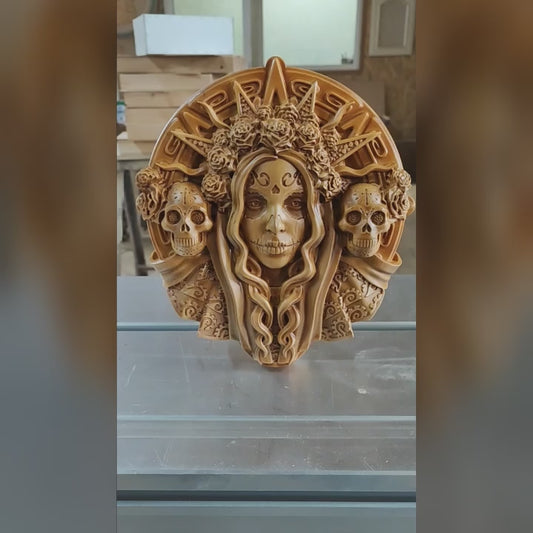 Santa Muerte Wood Sculpture