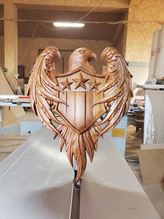 USA Eagle Wood Sculpture