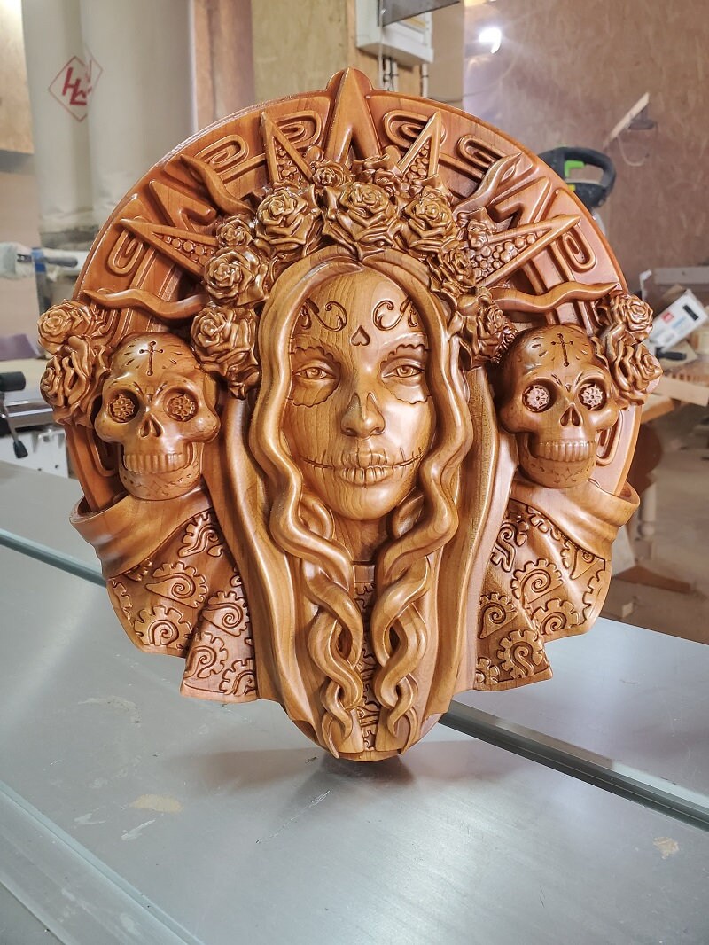 Santa Muerte Wood Sculpture