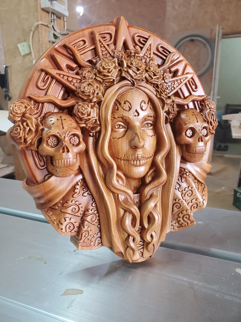 Santa Muerte Wood Sculpture