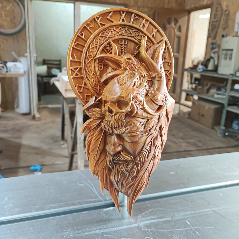 Odin's Viking Wood Sculpture