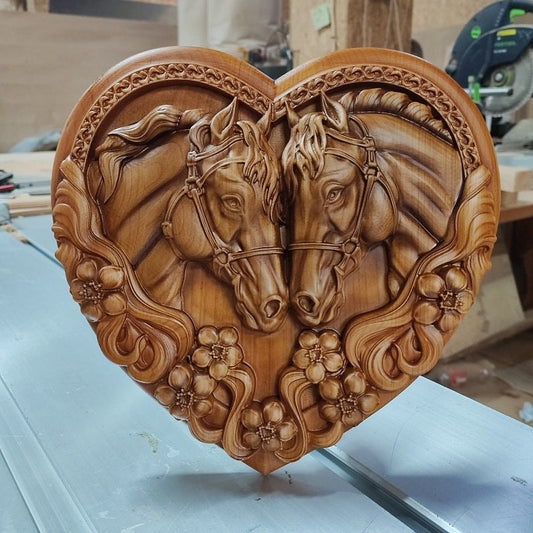 Horses Wood Sculpture