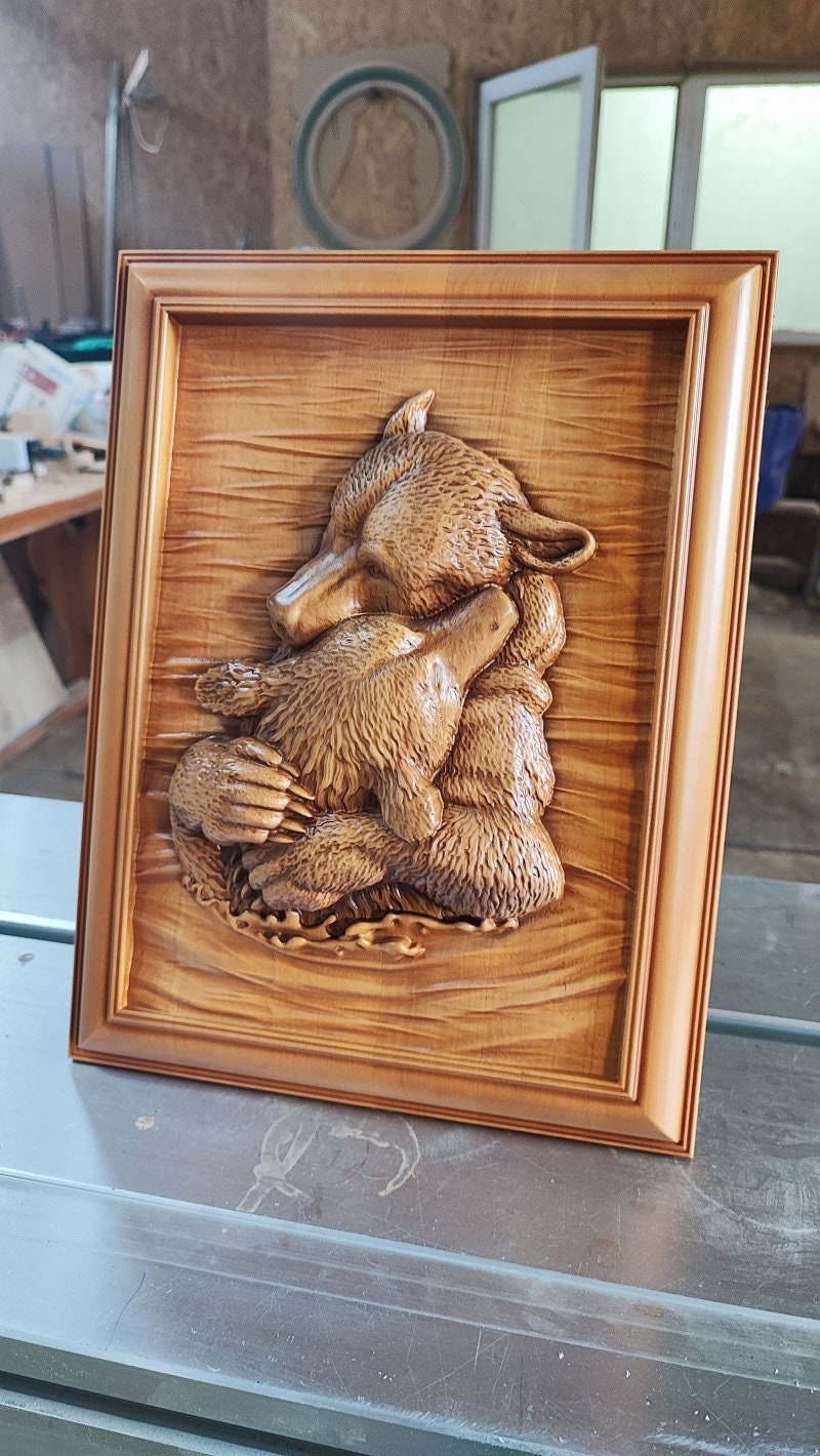 Bears Wood Sculpture