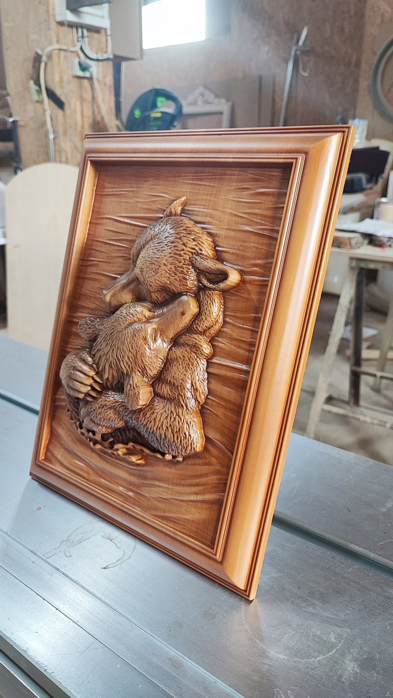 Bears Wood Sculpture