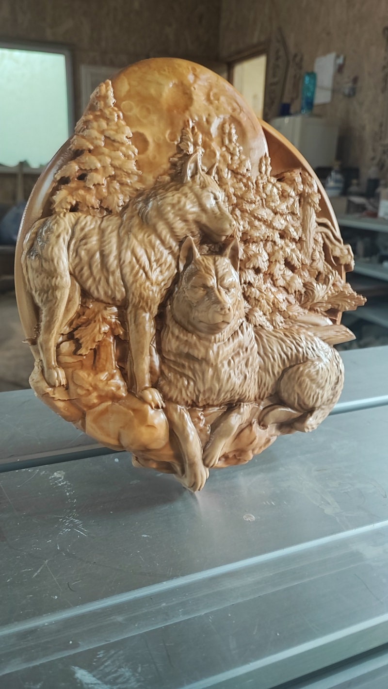 Wolves Wood Sculpture