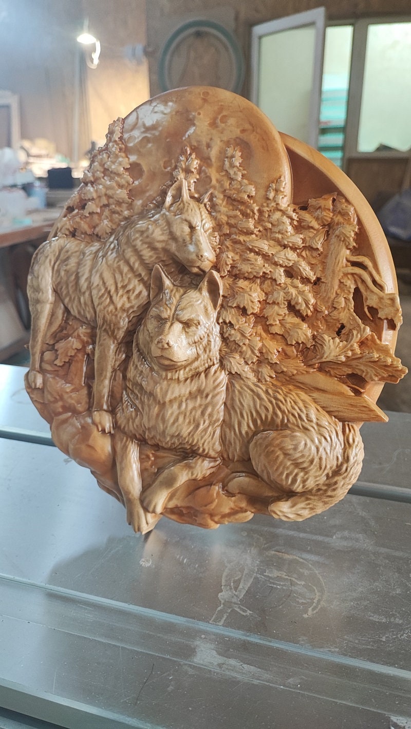 Wolves Wood Sculpture