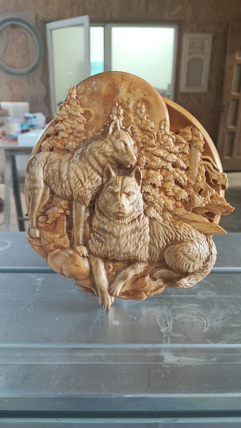 Wolves Wood Sculpture