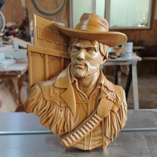 Cowboy Wood Sculpture