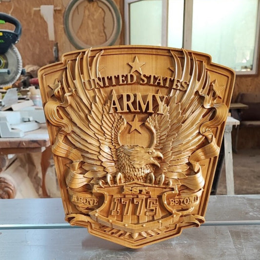 USA Army Eagle Wood Sculpture