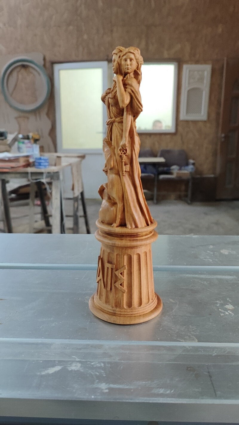 Hekate Goddess Wood Statue