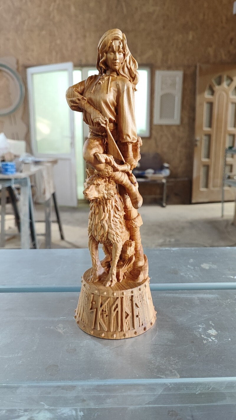 Skadi Goddess Wood Sculpture