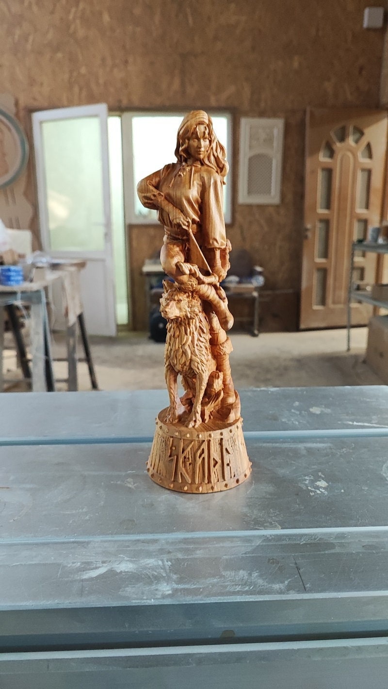 Skadi Goddess Wood Sculpture